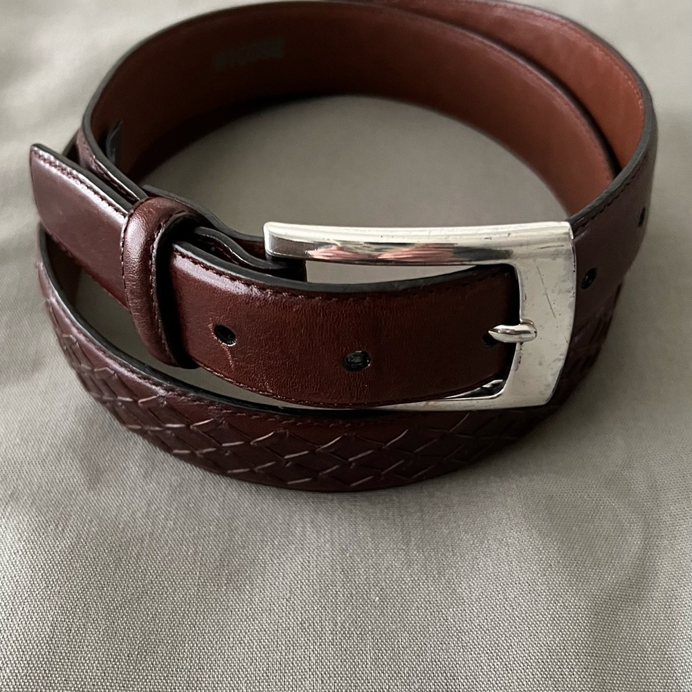 Brighton Brown Leather Belt with Silver Buckle - size 34